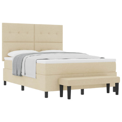 Boxspringbett mit Matratze Creme 140 x 190 cm Stoff