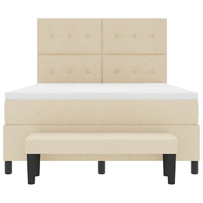 Boxspringbett mit Matratze Creme 140 x 190 cm Stoff