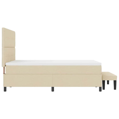 Boxspringbett mit Matratze Creme 140 x 190 cm Stoff