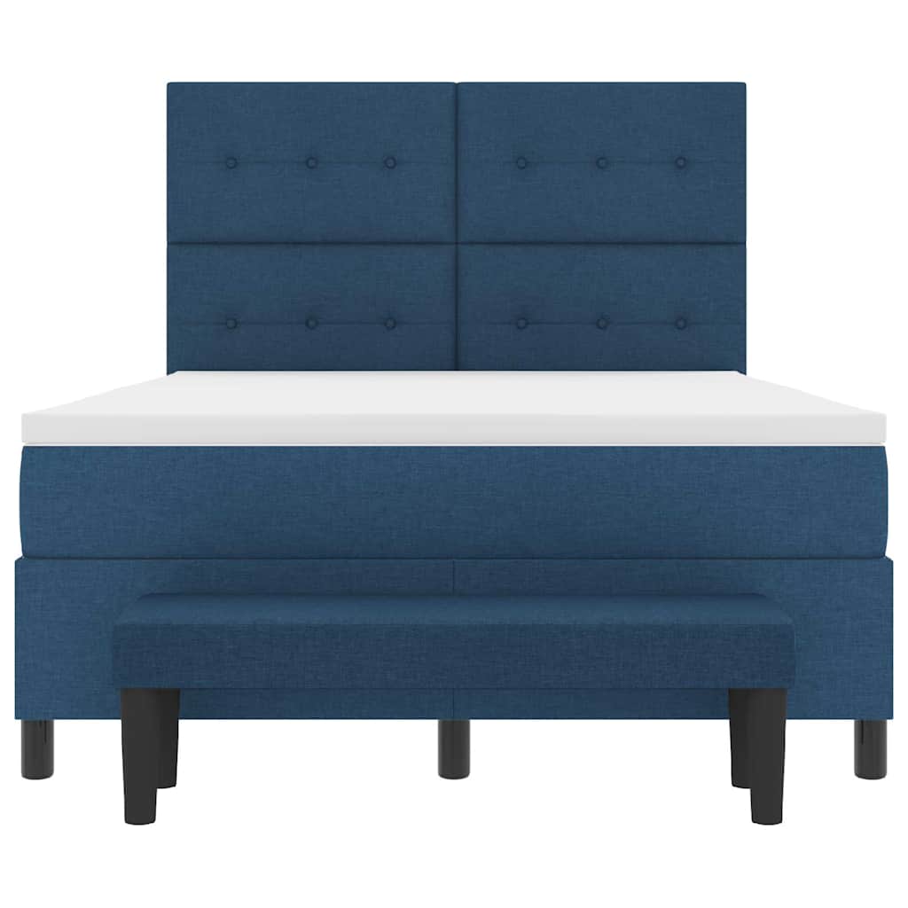 Boxspringbett mit Matratze mit Kopfteil Blau 140 x 190 cm Stoff