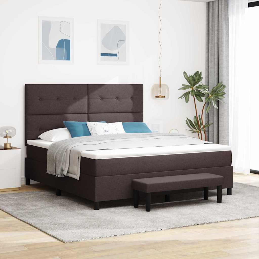 vidaXL Boxspringbett mit Matratze Dunkelbraun 180 x 200 cm Stoff