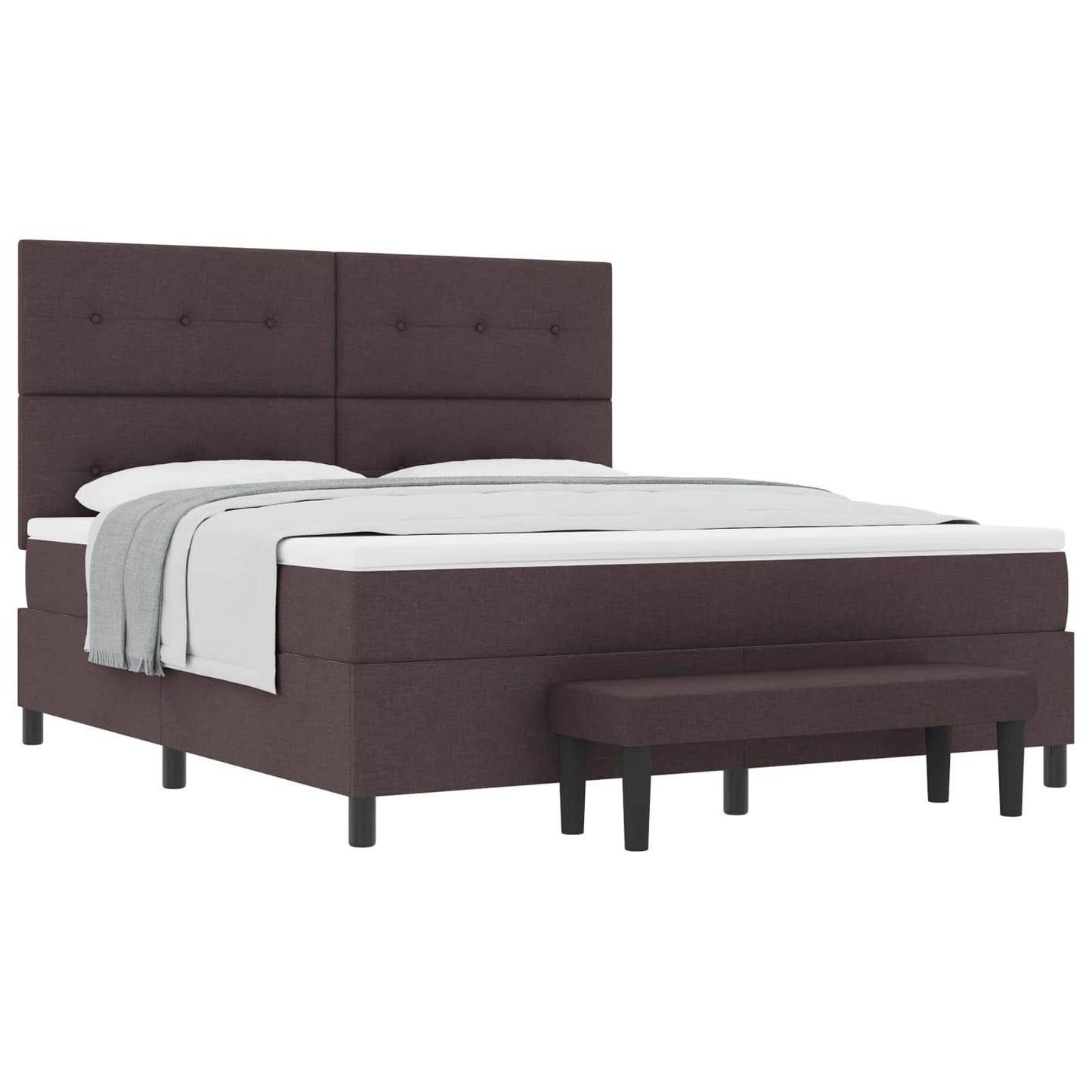 vidaXL Boxspringbett mit Matratze Dunkelbraun 180 x 200 cm Stoff