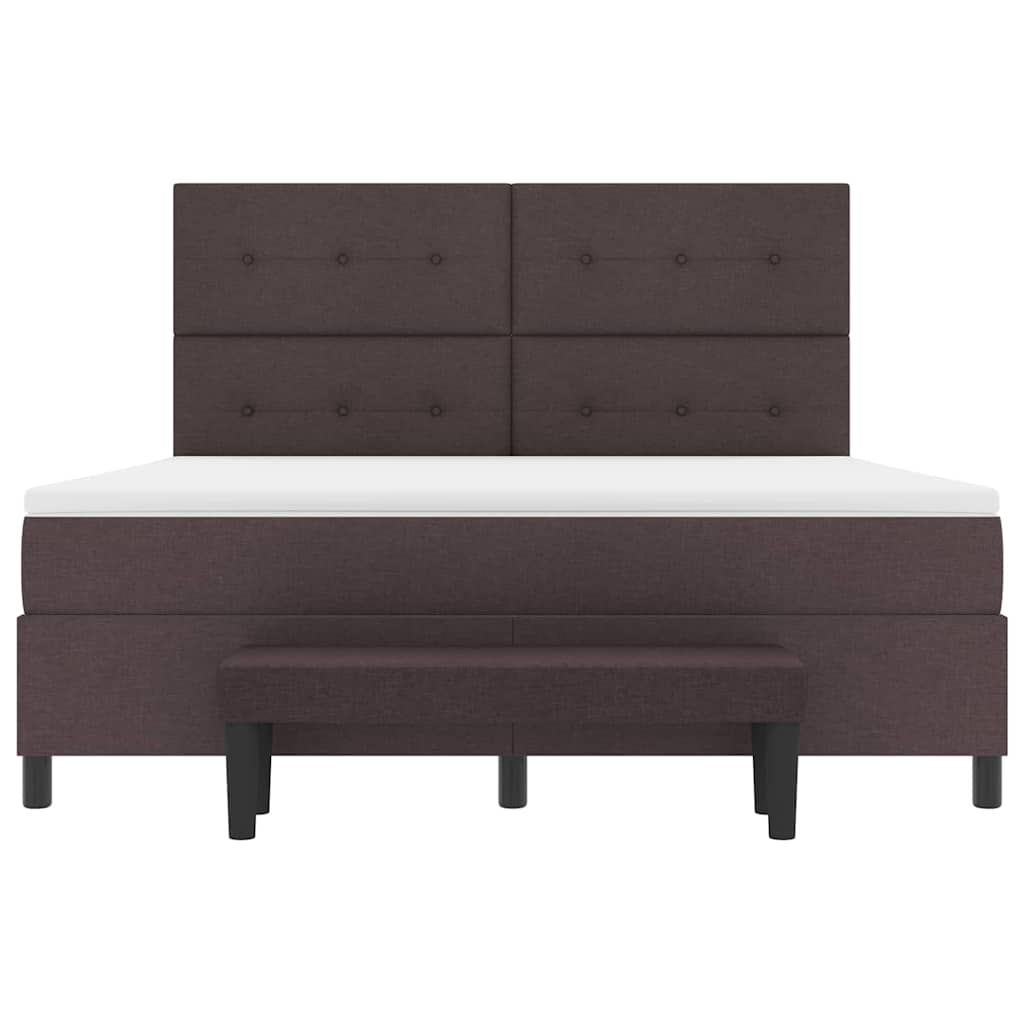 vidaXL Boxspringbett mit Matratze Dunkelbraun 180 x 200 cm Stoff