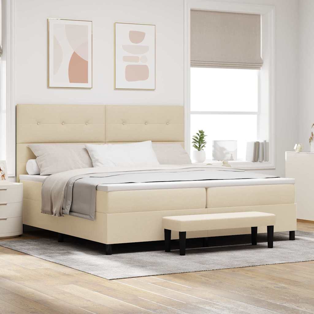Boxspringbett mit Matratze Creme 200 x 200 cm Stoff