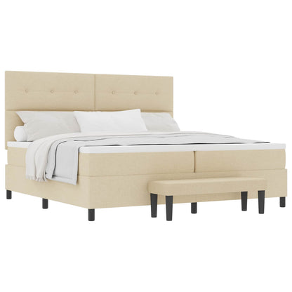 Boxspringbett mit Matratze Creme 200 x 200 cm Stoff