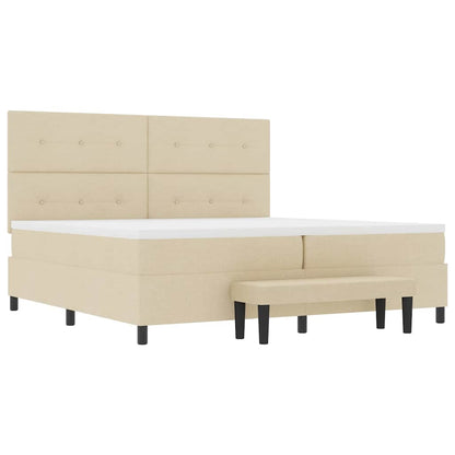 Boxspringbett mit Matratze Creme 200 x 200 cm Stoff