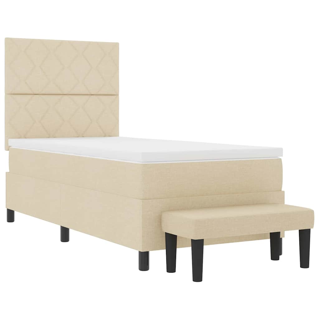 Boxspringbett mit Matratze Creme 100 x 200 cm Stoff