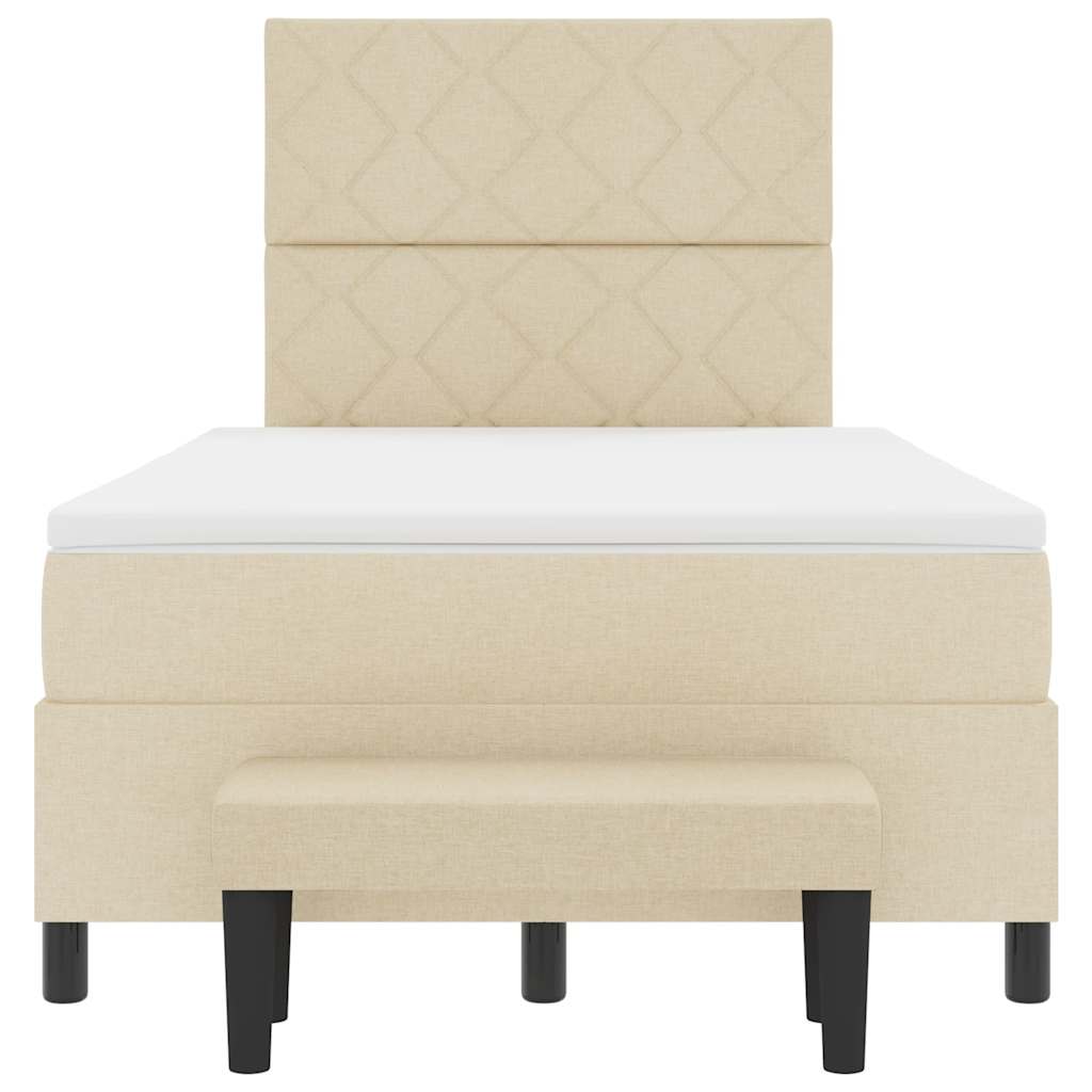 vidaXL Boxspringbett mit Matratze Creme 120 x 190 cm Stoff