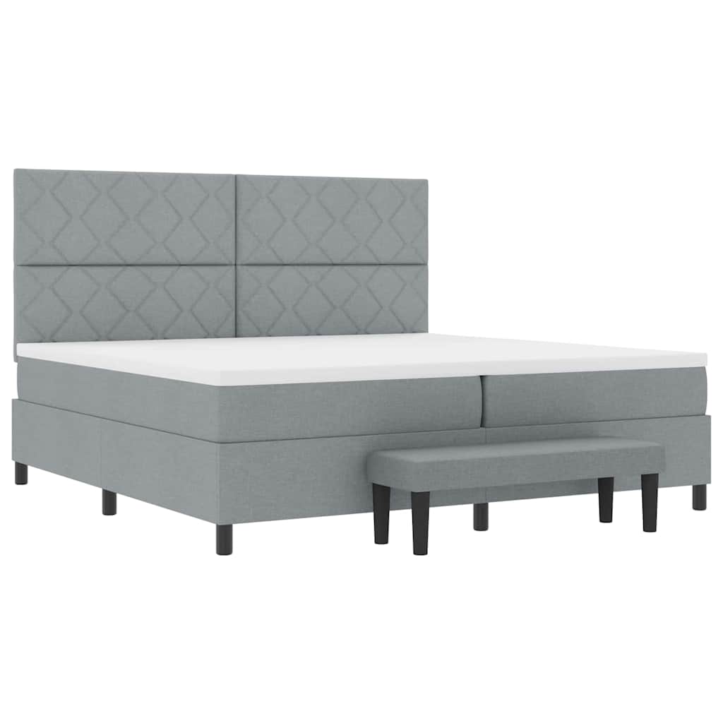 Boxspringbett mit Matratze Hellgrau 200 x 200 cm Stoff