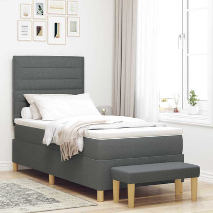 Boxspringbett mit Matratze Dunkelgrau 90 x 190 cm Stoff