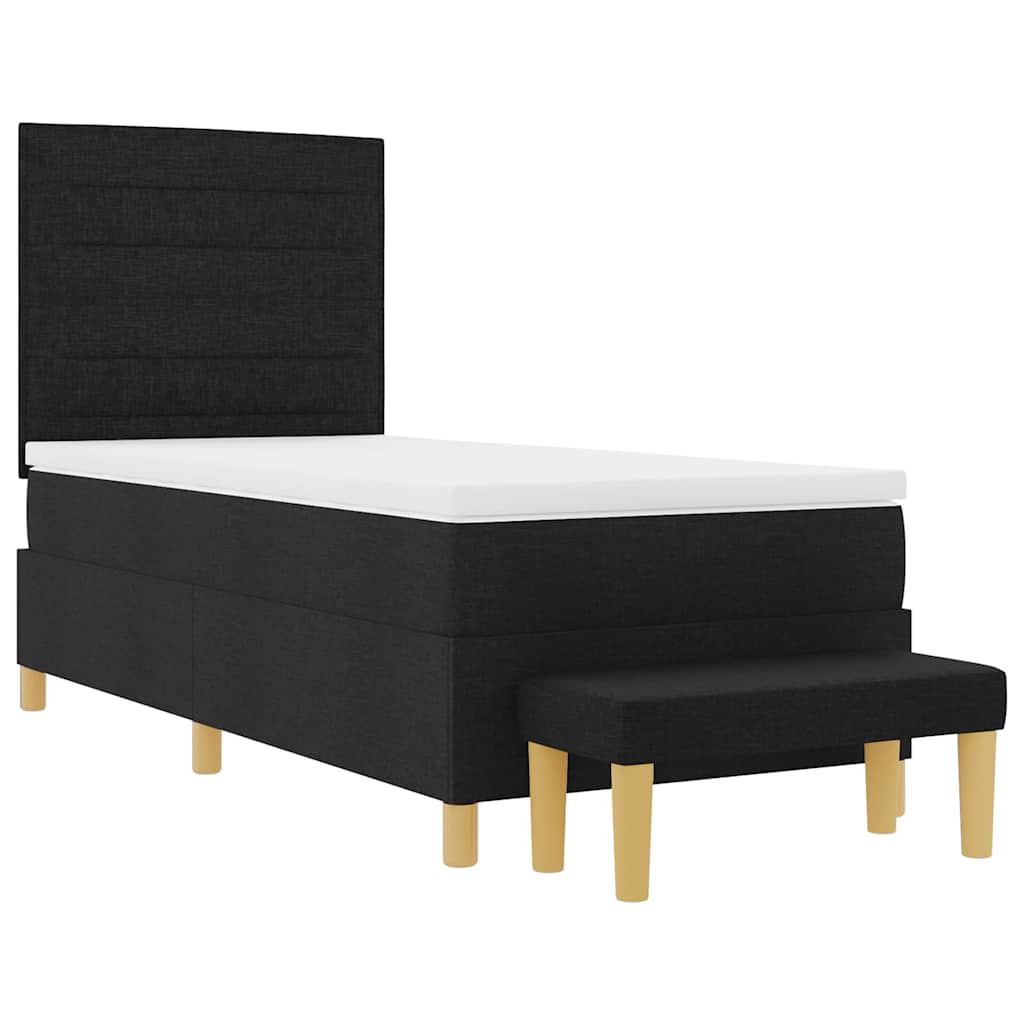 Boxspringbett mit Matratze Schwarz 90 x 190 cm Stoff