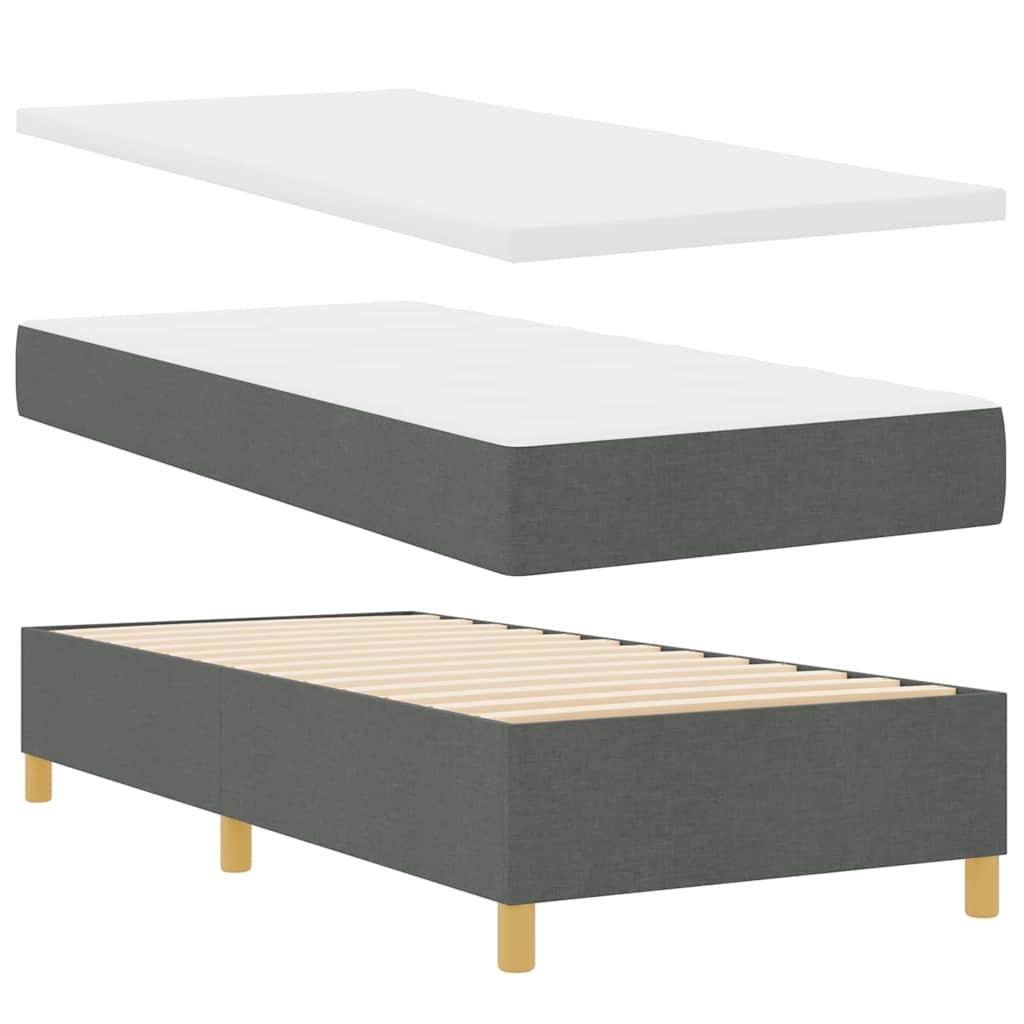 Boxspringbett mit Matratze Dunkelgrau 90 x 200 cm Stoff