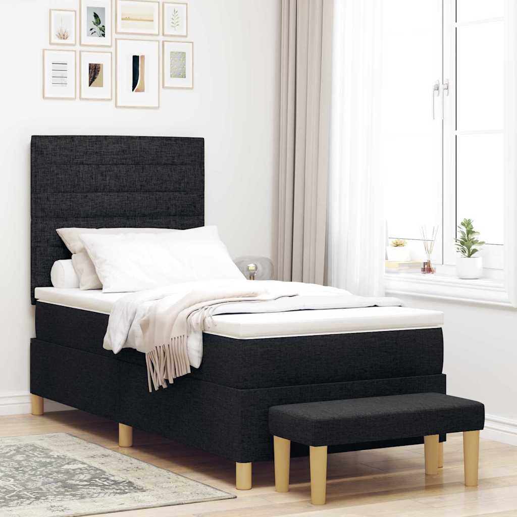 Boxspringbett mit Matratze Schwarz 90 x 200 cm Stoff
