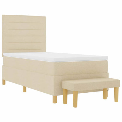 Boxspringbett mit Matratze mit Kopfteil Creme 90 x 200 cm Stoff