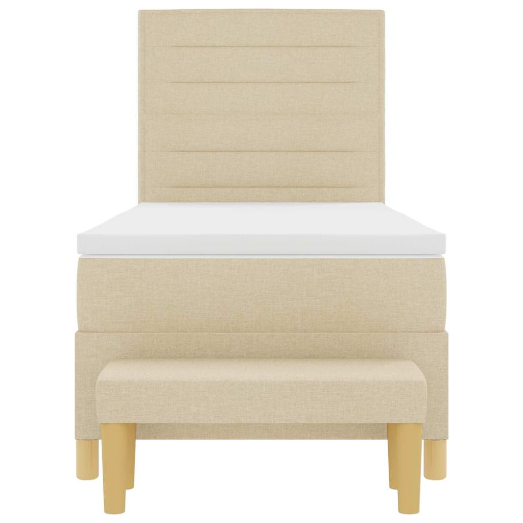 Boxspringbett mit Matratze mit Kopfteil Creme 90 x 200 cm Stoff