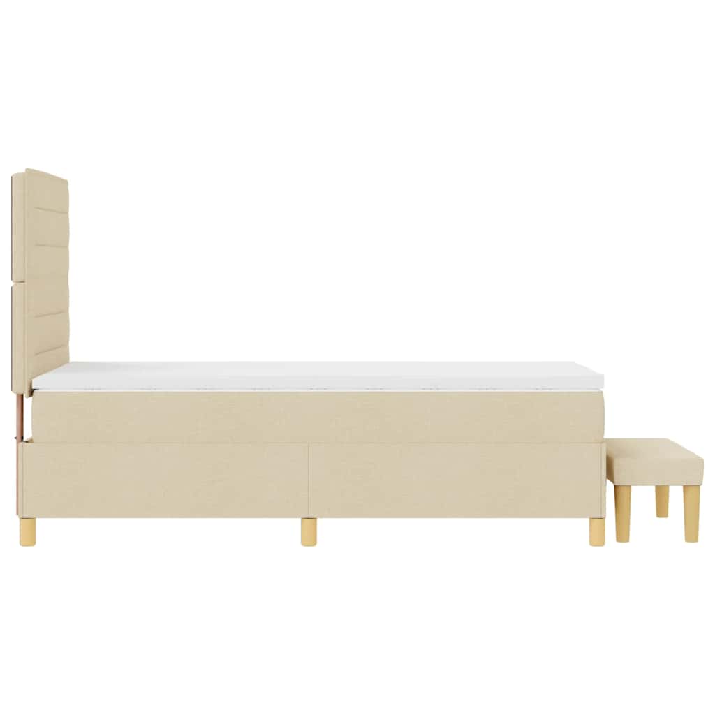 Boxspringbett mit Matratze mit Kopfteil Creme 90 x 200 cm Stoff