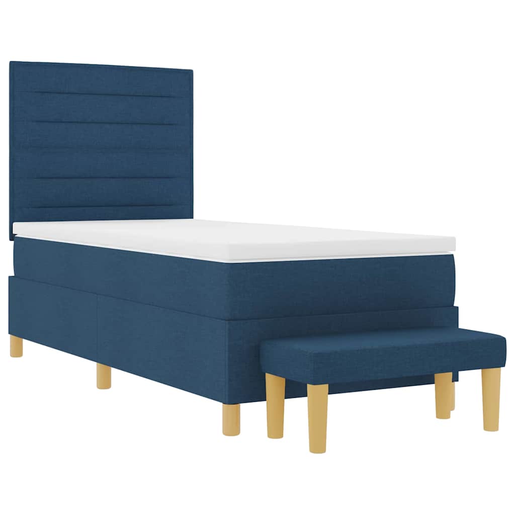 Boxspringbett mit Matratze mit Kopfteil Blau 90 x 200 cm Stoff