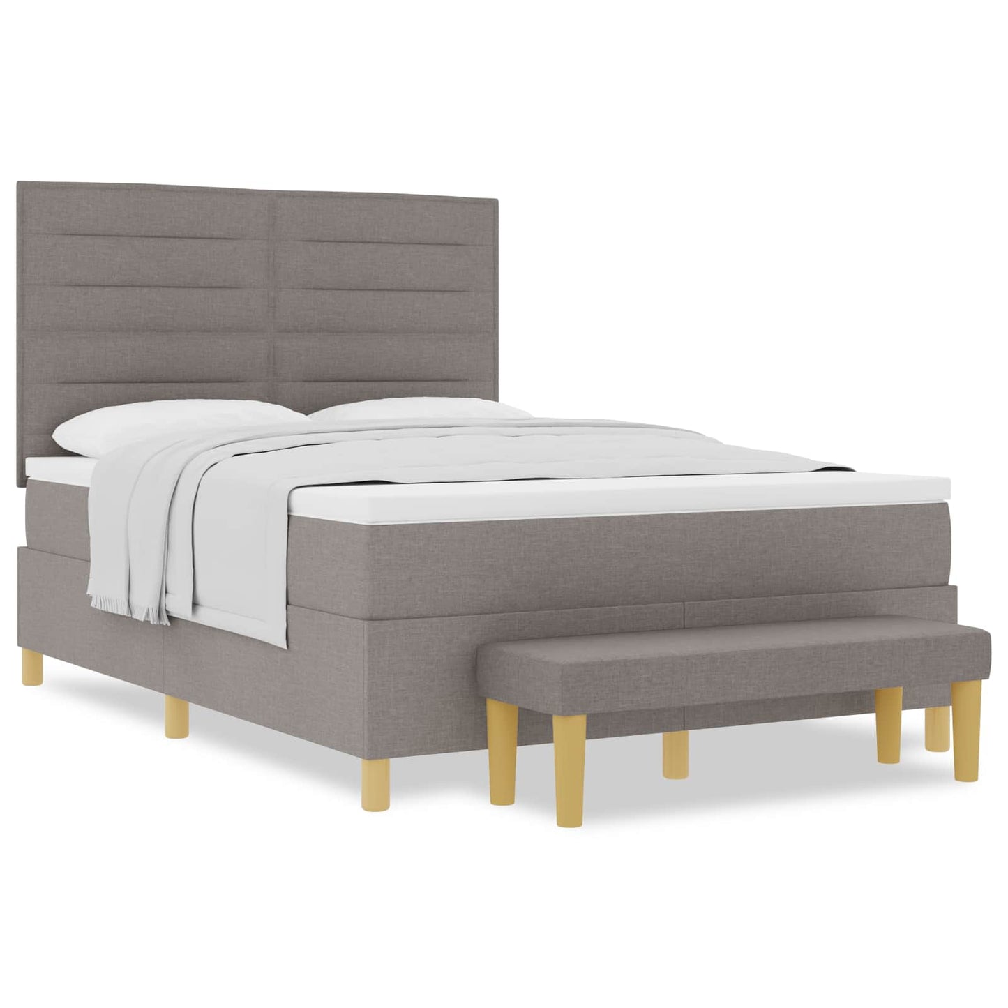 Boxspringbett mit Matratze Taupe 140 x 190 cm Stoff