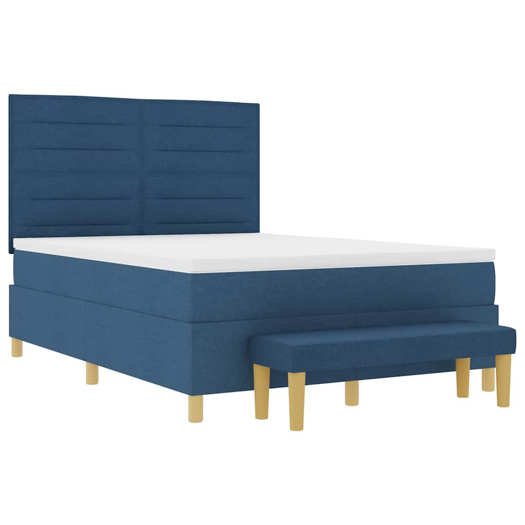 Boxspringbett mit Matratze mit Kopfteil Blau 140 x 190 cm Stoff
