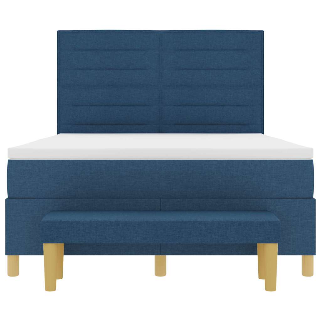 Boxspringbett mit Matratze mit Kopfteil Blau 140 x 190 cm Stoff