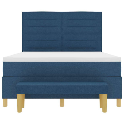 Boxspringbett mit Matratze mit Kopfteil Blau 140 x 190 cm Stoff