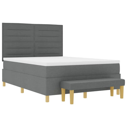 Boxspringbett mit Matratze Dunkelgrau 140 x 200 cm Stoff