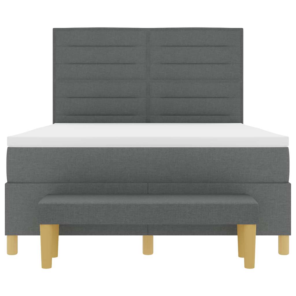 Boxspringbett mit Matratze Dunkelgrau 140 x 200 cm Stoff