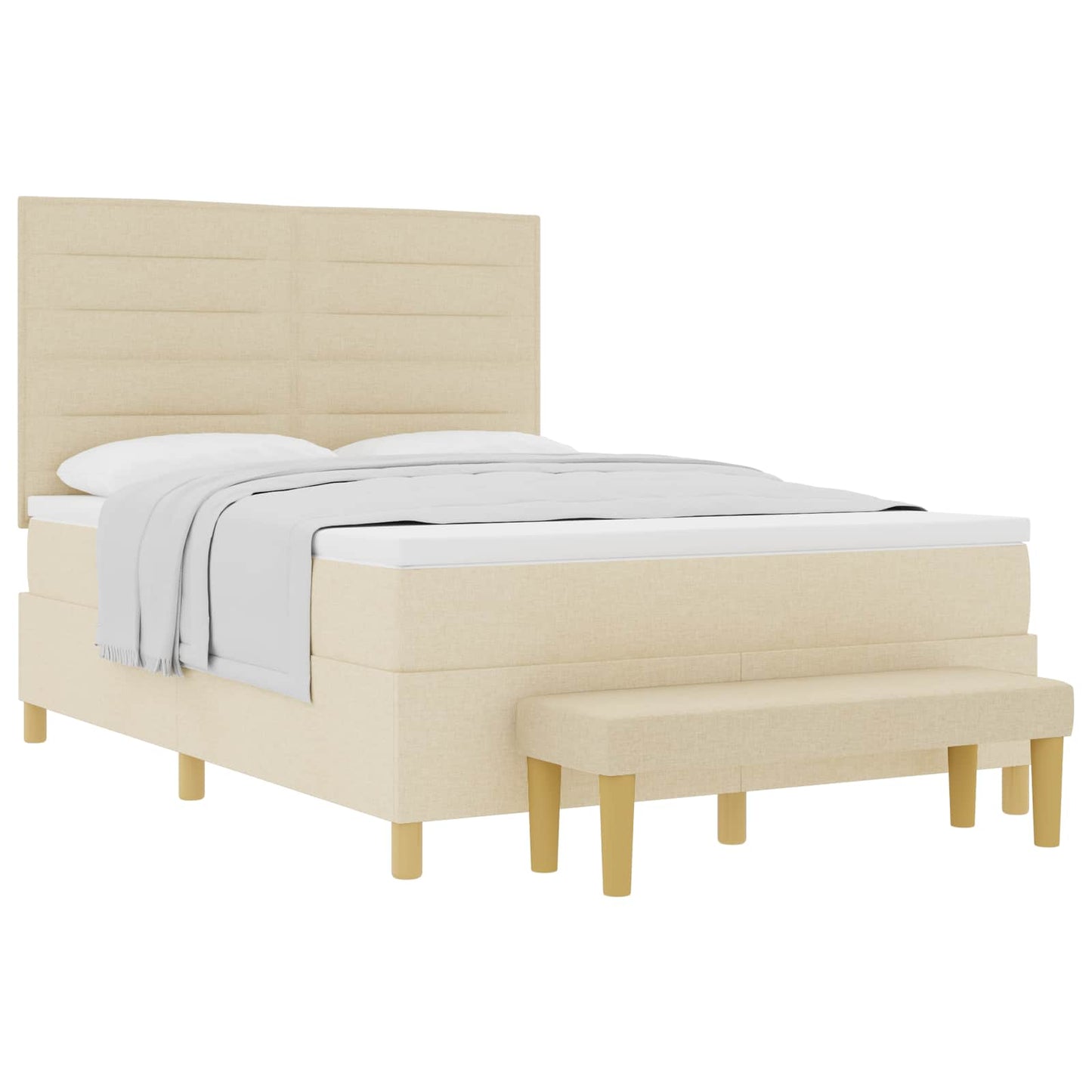 Boxspringbett mit Matratze Creme 140 x 200 cm Stoff