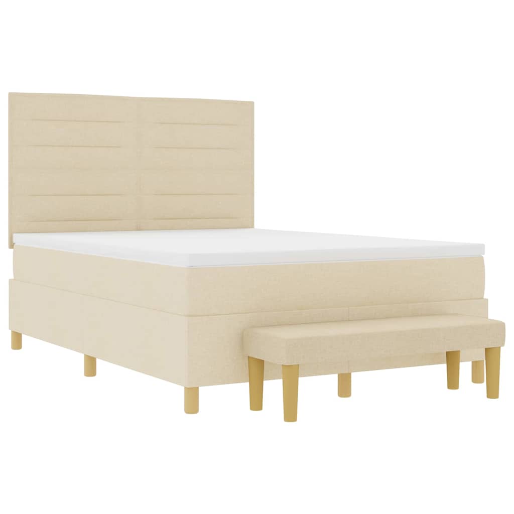 Boxspringbett mit Matratze Creme 140 x 200 cm Stoff