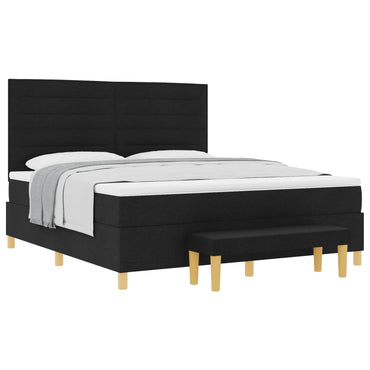 vidaXL Boxspringbett mit Matratze Schwarz 180 x 200 cm Stoff