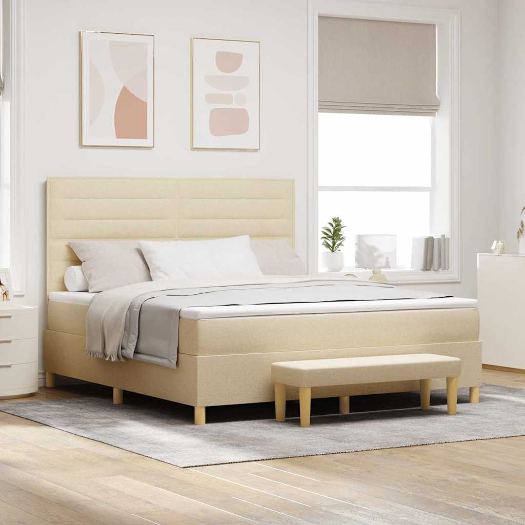 Boxspringbett mit Matratze Creme 180 x 200 cm Stoff