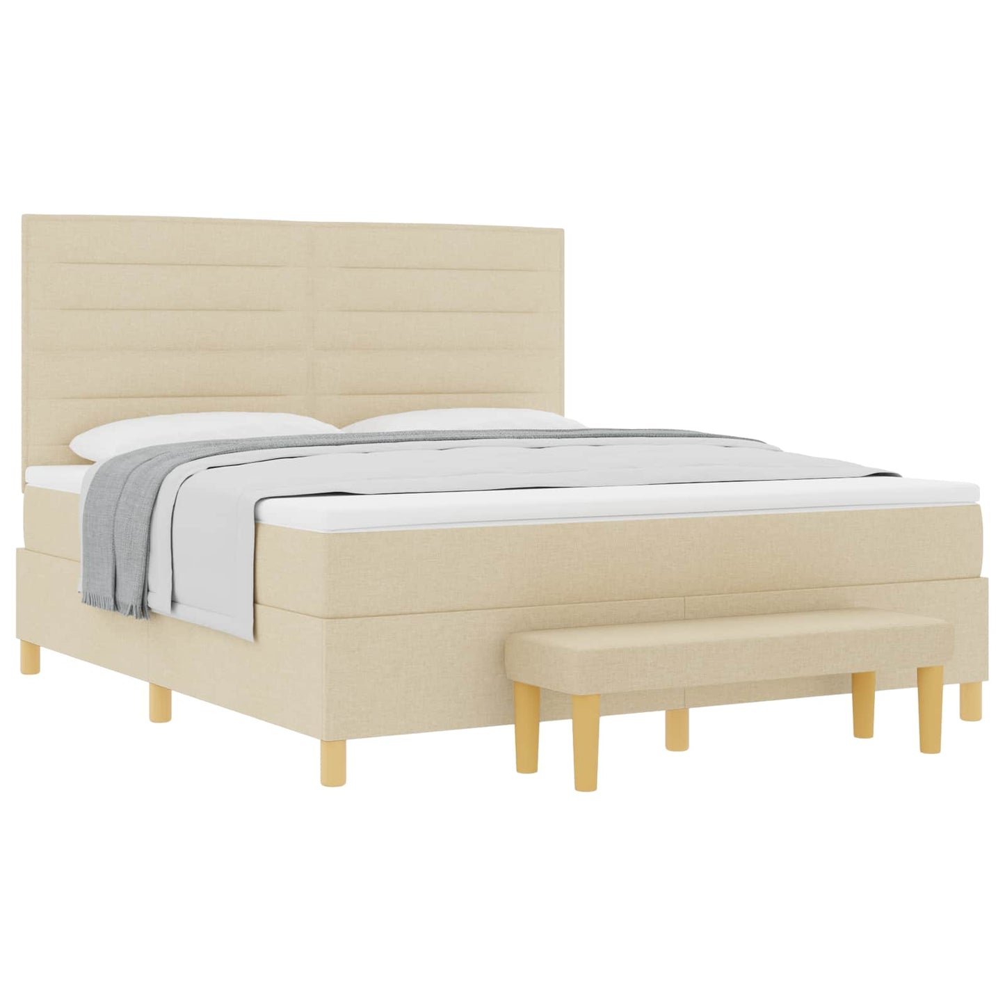 Boxspringbett mit Matratze Creme 180 x 200 cm Stoff