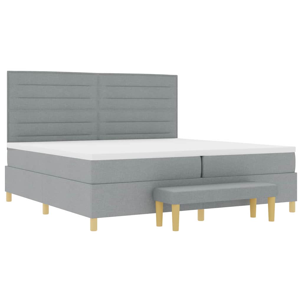 Boxspringbett mit Matratze Hellgrau 200 x 200 cm Stoff