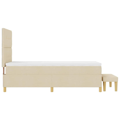 Boxspringbett mit Matratze mit Kopfteil Creme 80 x 200 cm Stoff
