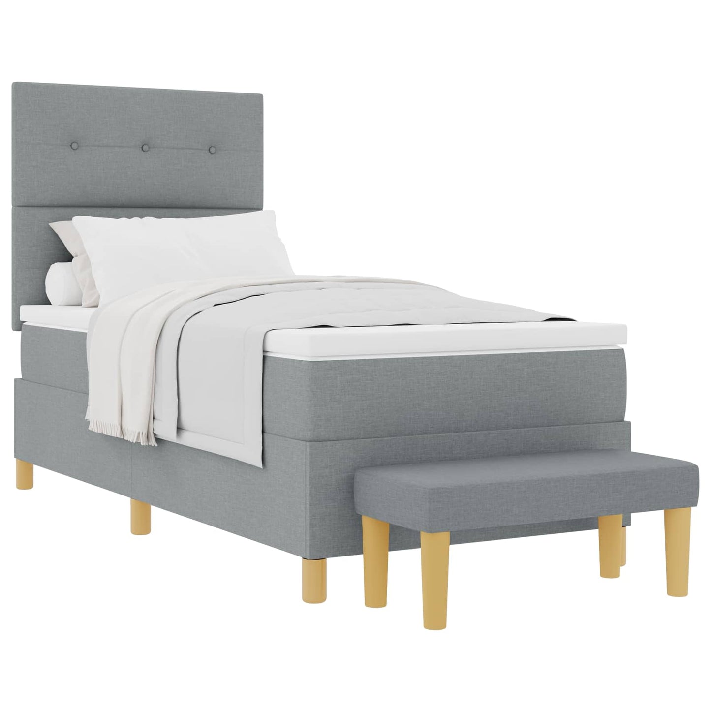 Boxspringbett mit Matratze Hellgrau 90 x 190 cm Stoff