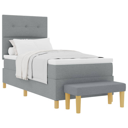 Boxspringbett mit Matratze Hellgrau 90 x 190 cm Stoff