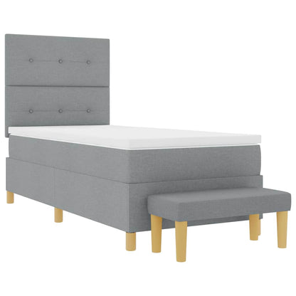 Boxspringbett mit Matratze Hellgrau 90 x 190 cm Stoff