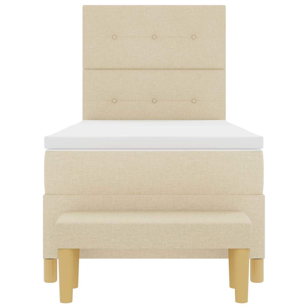 Boxspringbett mit Matratze mit Kopfteil Creme 90 x 190 cm Stoff