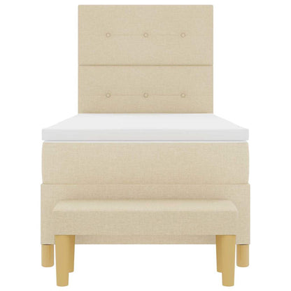 Boxspringbett mit Matratze mit Kopfteil Creme 90 x 190 cm Stoff