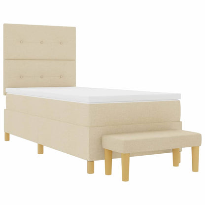 Boxspringbett mit Matratze mit Kopfteil Creme 90 x 200 cm Stoff