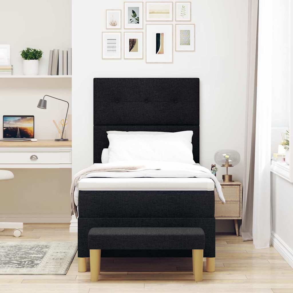vidaXL Boxspringbett mit Matratze Schwarz 100 x 200 cm Stoff