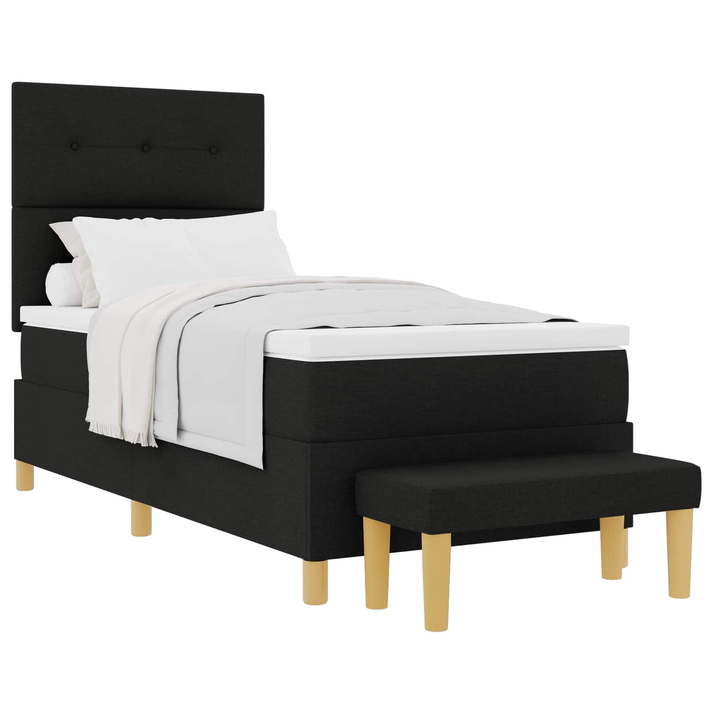 vidaXL Boxspringbett mit Matratze Schwarz 100 x 200 cm Stoff