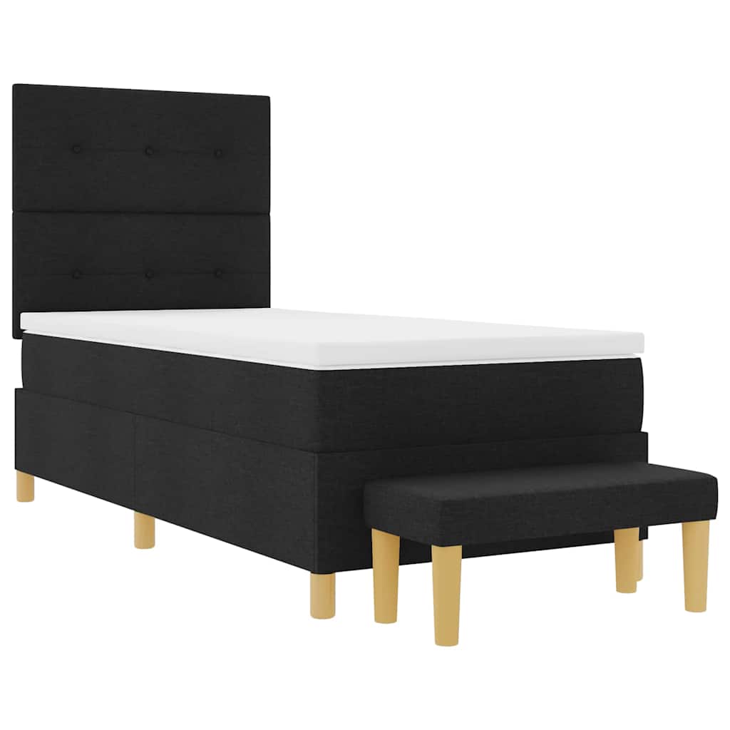 vidaXL Boxspringbett mit Matratze Schwarz 100 x 200 cm Stoff