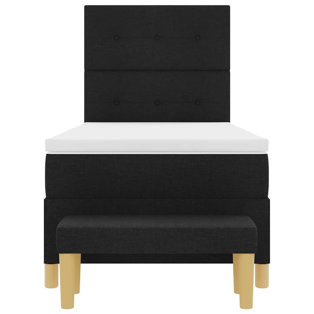 vidaXL Boxspringbett mit Matratze Schwarz 100 x 200 cm Stoff