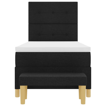 vidaXL Boxspringbett mit Matratze Schwarz 100 x 200 cm Stoff