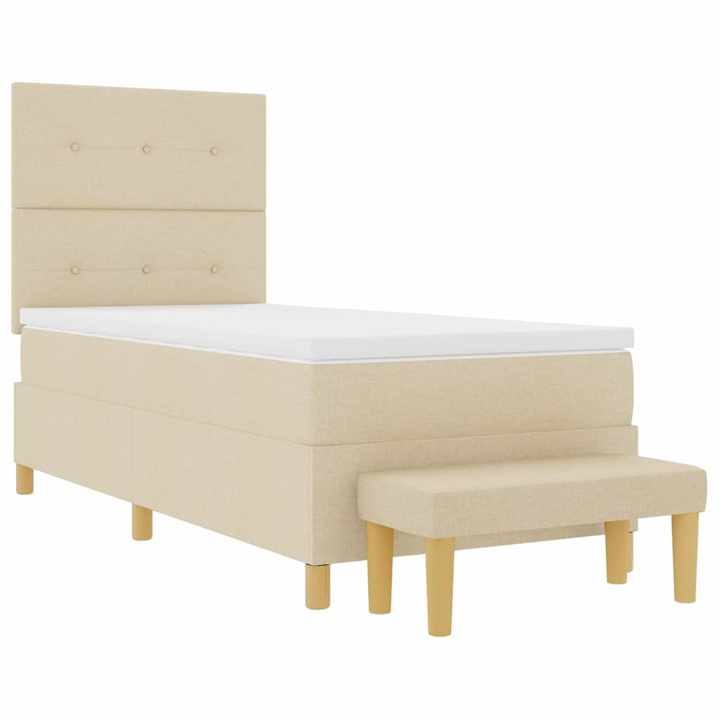 Boxspringbett mit Matratze Creme 100 x 200 cm Stoff