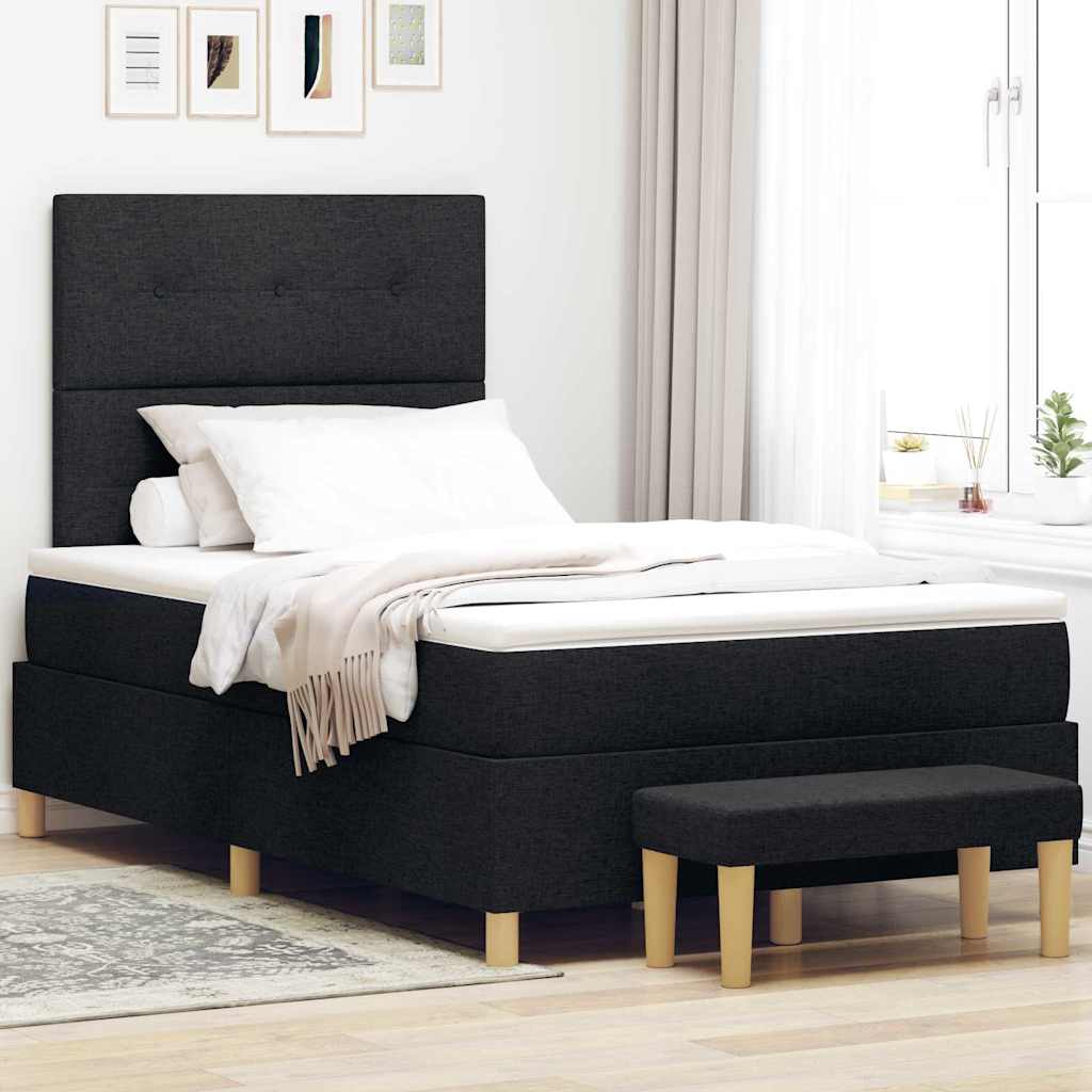 Boxspringbett mit Matratze Schwarz 120 x 190 cm Stoff