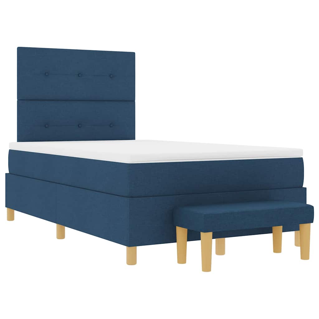 Boxspringbett mit Matratze mit Kopfteil Blau 120 x 190 cm Stoff