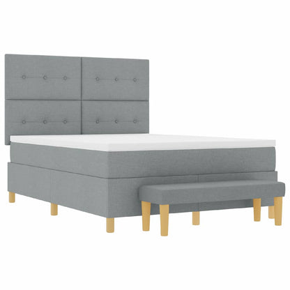 Boxspringbett mit Matratze Hellgrau 140 x 200 cm Stoff