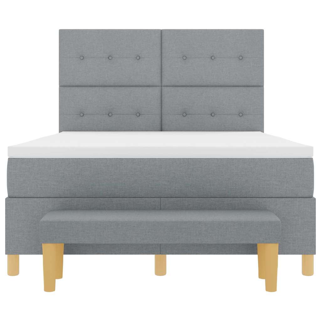 Boxspringbett mit Matratze Hellgrau 140 x 200 cm Stoff